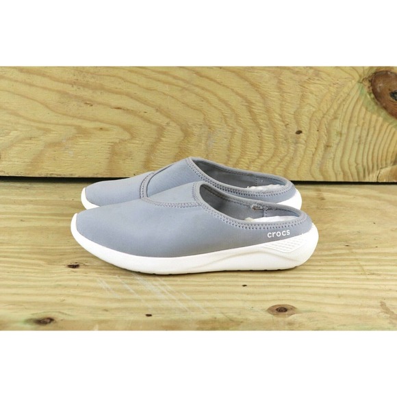 Crocs Womens Literide 6 Mules Gray Slip Ons Flats - Picture 1 of 6